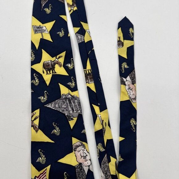 Democratic Political Tie Silk Mike Luckovich Bill Clinton Democrat Saxophone 90s - Picture 4 of 6